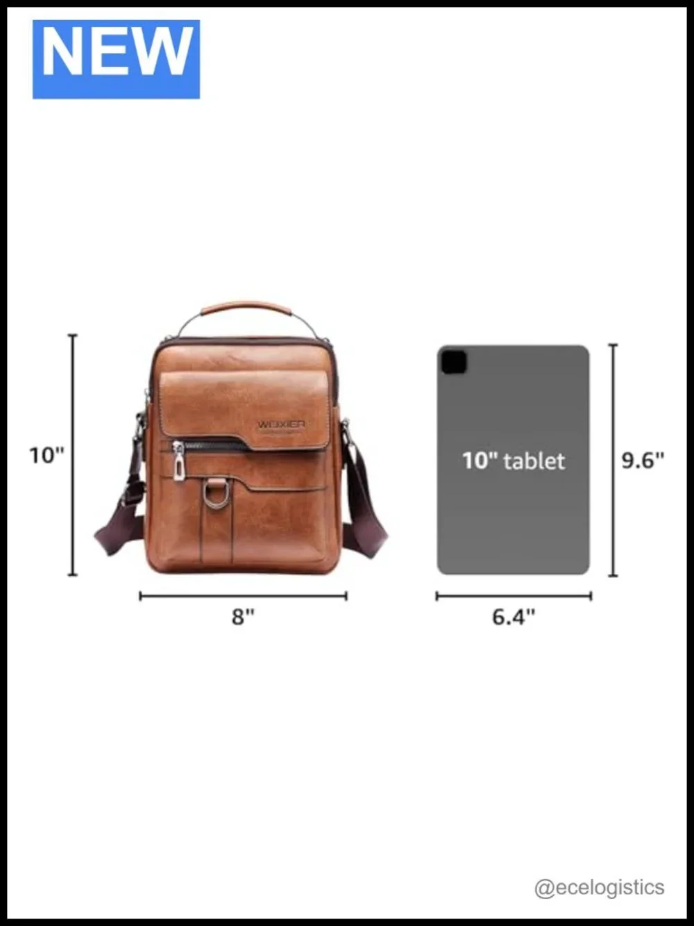 PU Leather Messenger Bag Crossbody Shoulder Bag Vintage Handle 6 Pockets